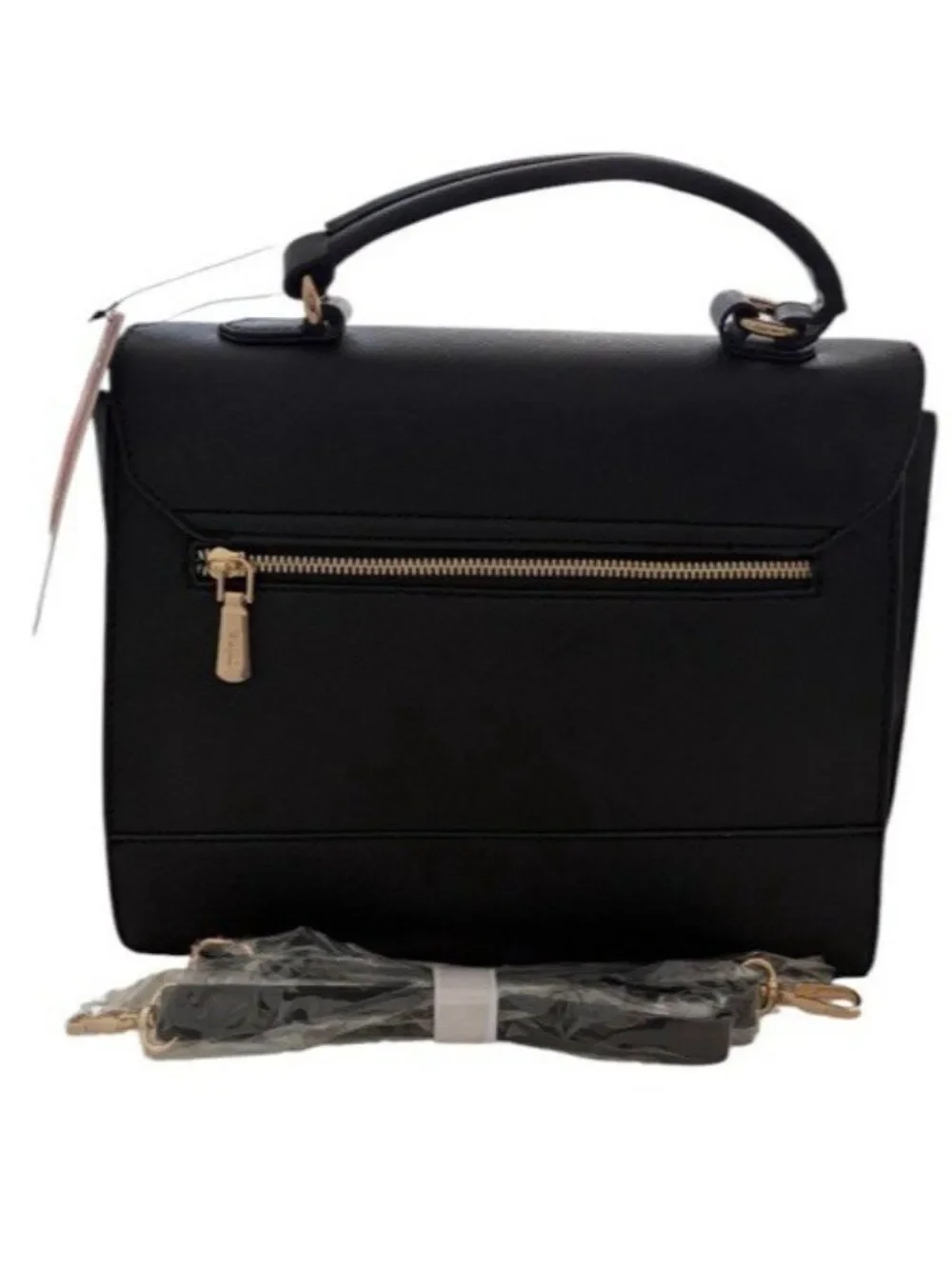 Trina Turk Top Handle Satchel Black Vegan Leather Shoulder Bag NWT $148 MSRP